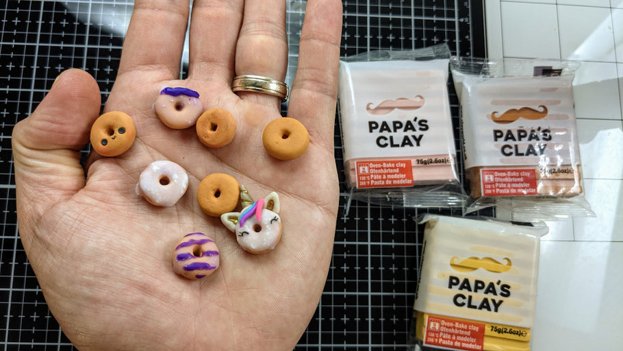 Miniature Donut polymer clay accessory using Papa's Clay - Part 1